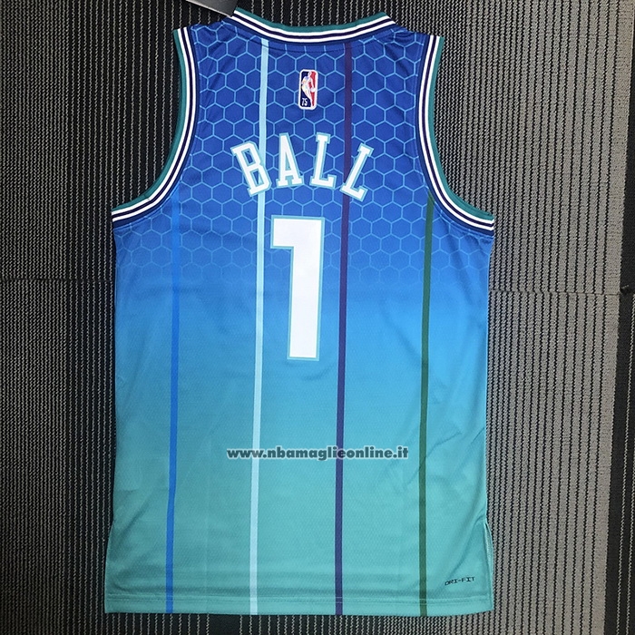 Maglia Charlotte Hornets Lamelo Ball #1 Citta 2022-23 Blu
